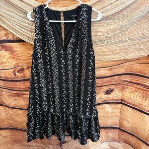 BCBG Paris Womens Black Floral A Line Sleeveless Maxi Dress Size XL